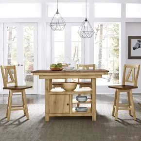 Liberty Furniture 62BR-CD-5GTS Lindsey Farm - 5 Piece Gathering Table Set - Natural & Brown