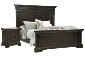 Pulaski Furniture P012-BR-K1-KIT1 Caldwell - Queen Panel Bed With Nightstand - Smoked Molasses