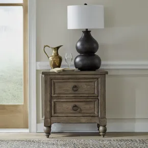 Liberty Furniture 615-BR61 Liberty Furniture 615-BR61 Americana Farmhouse - 2 Drawer Nightstand With Charging Station - Dusty Taupe