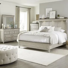 Liberty Furniture 457-BR-KMTDMC Liberty Furniture 457-BR-KMTDMC Ivy Hollow - 4 Piece Bedroom Set (King Mantle Bed, Dresser & Mirror, Chest) - Weathered Linen / Dusty Taupe