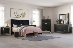 New Classic 00-3365-36N New Classic 00-3365-36N Huxley - 5/0 Queen 6 Piece Bedroom Set (Bed & Dresser & Mirror & Chest & 2 Nightstands) - Black