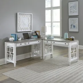 Liberty Furniture 244-HOJ-ALSLD Magnolia Manor - 3 Piece Home Office Set (L Shaped Desk) - Antique White