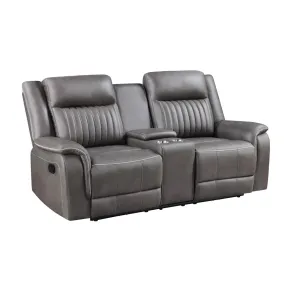New Classic U2506-25-GRY Enzo - Console Loveseat With Dual Recliners - Gray