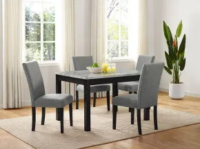 Furniture of America CM3182T-5PK Rostock - 5 Piece Dining Set - White / Brushed Brown Gray / Light Gray
