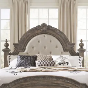 Liberty Furniture 502-BR01HU Carlisle Court - Queen Upholstered Poster Headboard - Medium Brown