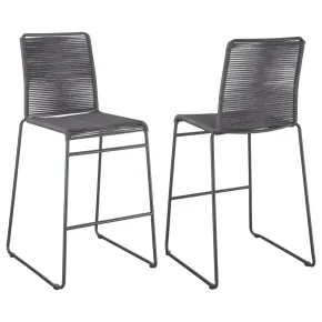 CoasterEssence 192064 Jerome - Woven Rope Metal Bar Chair (Set of 2) - Charcoal