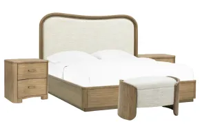 Pulaski Furniture BP432-170QN-KIT15 Pulaski Furniture BP432-170QN-KIT15 Leeza - Queen Upholstered Panel Bed, With 2 Nightstands And Bench - Brown