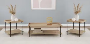 Coaster Fine Furniture 710308-S3 Fallon - 3 Piece Rectangular Coffee And End Table Set - Natural