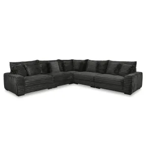 New Classic 23-5482K-5P Embrace - 5 Piece Sectional (RAF Chair & LAF Chair & 2 Armless Chairs & Wedge) - Charcoal