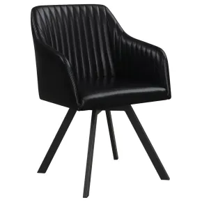 CoasterElevations 193372BLK Arika - Leatherette Upholstered Swivel Dining Arm Chair - Black