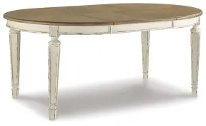 Ashley Furniture D743-35 Realyn - Oval Dining Room Extension Table - Chipped White
