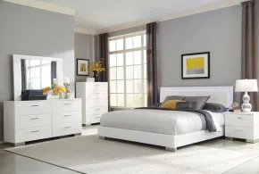 CoasterEssence 203500KE-S6 Felicity - 6 Piece King Bedroom Set - White High Gloss