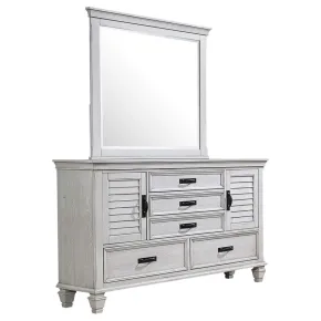 CoasterEssence 205333M Franco - 5-Drawer Dresser With Mirror - Distressed White