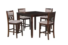 New Classic D1701-542-CHY New Classic D1701-542-CHY Gia - 5 Piece Square Counter Dining Set (Table & 4 Chairs) - Cherry