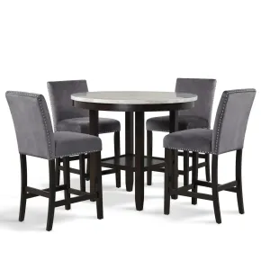 New Classic 41-400-GYRC4C New Classic 41-400-GYRC4C Celeste - Round Counter Table With 4 Chairs - Black / Gray