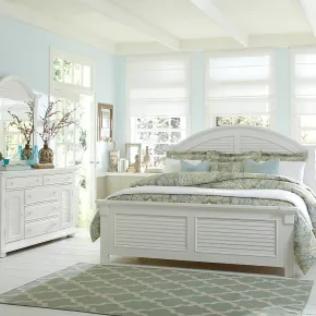 Liberty Furniture 607-BR-QPBDM Liberty Furniture 607-BR-QPBDM Summer House - 3 Piece Bedroom Set (Queen Panel Bed, Dresser & Mirror) - Oyster White