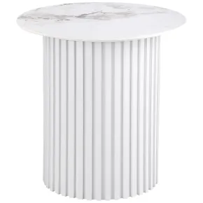 Coaster Fine Furniture 708337 Rowena - Round Sintered Stone End Table - White Faux Marble