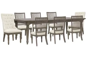 Pulaski Furniture P413240-KIT43 Pulaski Furniture P413240-KIT43 Madison Ridge - Extendable Leg Dining Table With 6 Side Chairs And 2 Host Chairs - Natural Bark