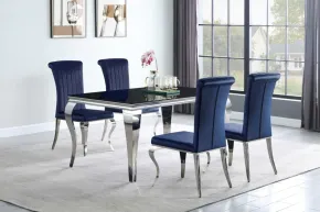 CoasterEssence 105071-S5B Carone - 5 Piece Rectangular Glass Dining Set - Blue