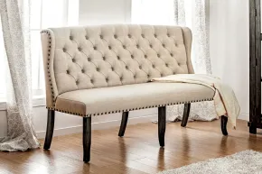 Furniture of America CM3324BK-BNL Sania - 3 Seater Loveseat Bench - Beige