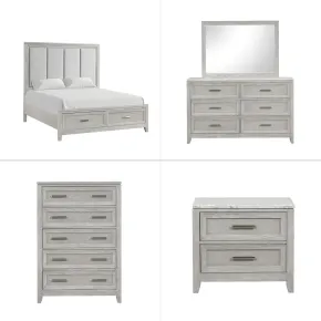 New Classic 00-2442-35C New Classic 00-2442-35C Fiona - 5/0 Queen 5 Piece Bedroom Set (Bed & Dresser & Mirror & Chest & Nightstand) - Gray