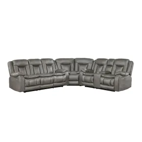 New Classic 20-2505G-3PMW New Classic 20-2505G-3PMW Morello - 3 Piece P1 Sofa/Loveseat/Wedge With Power Footrest - Gray