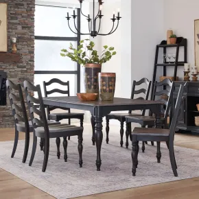 Liberty Furniture 244B-CD-7LGS Liberty Furniture 244B-CD-7LGS Magnolia Manor - 7 Piece Leg Table Set - Weathered Bark & Antique Black