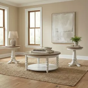 Liberty Furniture 762-OT-O3PCS Turnberry Park - Opt 3 Piece Set (Cocktail Table And 2 End Tables) - Washed White