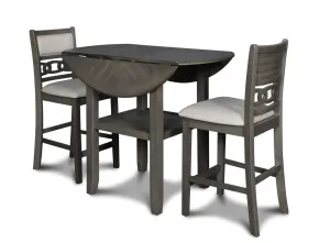 New Classic D1701-42S-GRY Gia - 3 Piece Dining Set (Counter Drop Leaf Table & 2 Chairs) - Gray