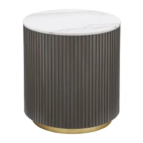 CoasterEveryday 710417 Jason - Round Marble Top Side End Table - White And Charcoal