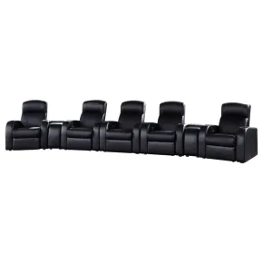 CoasterEssence 600001-S5B Cyrus - 7 Piece Upholstered Home Theater Seating - Black