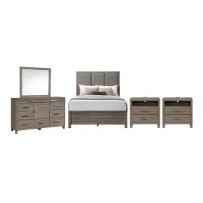New Classic 00-B3412-35N New Classic 00-B3412-35N Harrisburg - 5/0 Queen 5 Piece Bedroom Set (Bed, Dresser, Mirror, 2 Nightstands) - Walnut