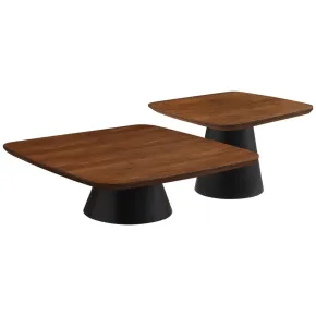 Coaster Fine Furniture 710010 Eason - 2 Piece Coffee Table Set - Walnut And Black