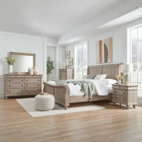 Liberty Furniture 589WT-BR-QSLDMCN Liberty Furniture 589WT-BR-QSLDMCN Rustic Traditions - 5 Piece Bedroom Set (Queen Sleigh Bed, Dresser & Mirror, Chest, Night Stand) - Saddle Tan