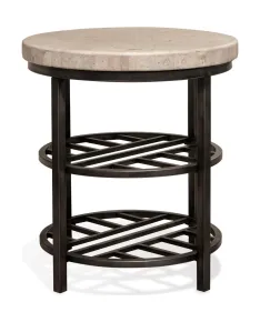 Riverside Furniture 77708 Riverside Furniture 77708 Capri - Round End Table - Alabaster Travertine