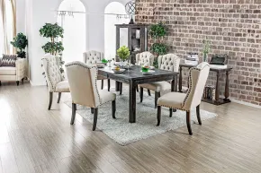 Furniture of America CM3324BK-T-84-VN Sania - 8 Dining Table - Antique Black / Beige