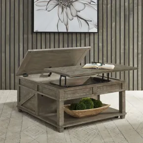 Liberty Furniture 172-OT1010 Parkland Falls - Square Lift Top Cocktail Table - Weathered Taupe