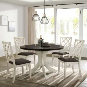Furniture of America CM3491RT-TABLE Haleigh - Round Dining Table - Antique White / Dark Walnut