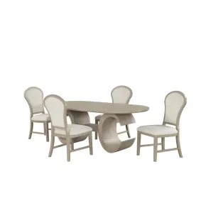 New Classic 40-D4128-OD4C New Classic 40-D4128-OD4C Gwendolyn - Oval Dining Table With 4 Side Chairs - Beige / Natural
