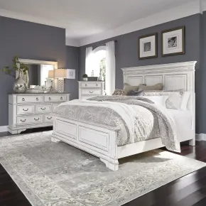 Liberty Furniture 520-BR-QPBDMC Liberty Furniture 520-BR-QPBDMC Abbey Park - 4 Piece Bedroom Set (Queen Panel Bed, Dresser & Mirror, Chest) - Antique White