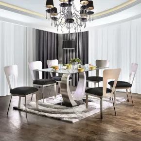 Furniture of America CM3728T-TABLE Nova - Dining Table - Silver / Black