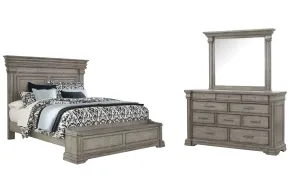 Pulaski Furniture P091-BR-K6-KIT3 Pulaski Furniture P091-BR-K6-KIT3 Madison Ridge - California King Storage Bed And Drawer Dresser With Framed Mirror - Heritage Taupe