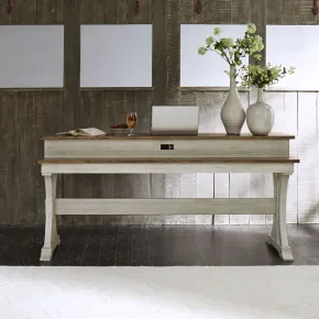 Liberty Furniture 652-OT7636 Farmhouse Reimagined - Console Bar Table - Antique White / Chestnut Tops