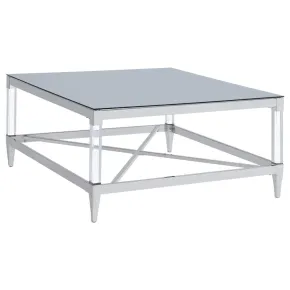 Coaster Fine Furniture 709728 Lindley - Square Tempered Mirror Acrylic Coffee Table - Chrome