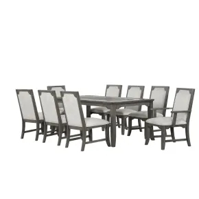 New Classic 40-D1605-D6C New Classic 40-D1605-D6C Lisbon - 7 Piece Dining Room Set (Rectangle Dining Table With 4 Chairs & 2 Arms Chairs) - Dark Gray / Gray