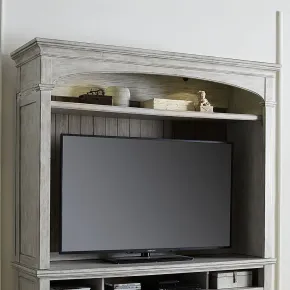 Liberty Furniture 824-EC68 Heartland - Entertainment Hutch - Antique White / Tobacco Tops