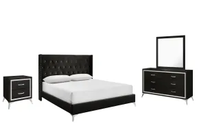 New Classic 00-3365-14N New Classic 00-3365-14N Huxley - 6/6 Eastern King 4 Piece Bedroom Set (Bed & Dresser & Mirror & Nightstand) - Black