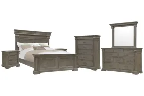 Pulaski Furniture P413-BR-K5-KIT5 Pulaski Furniture P413-BR-K5-KIT5 Madison Ridge - California King Panel Bed, 2 Nightstands, Drawer Dresser With Mirror And Drawer Chest - Natural Bark