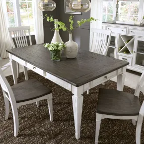 Liberty Furniture 417-DR-5RLS Allyson Park - 5 Piece Rectangular Table Set - Wirebrushed White / Charcoal