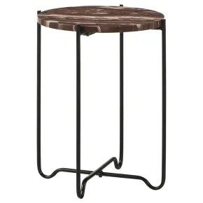 CoasterEssence 936010 Latifa - Round Marble Top Accent Side Table - Red And Black